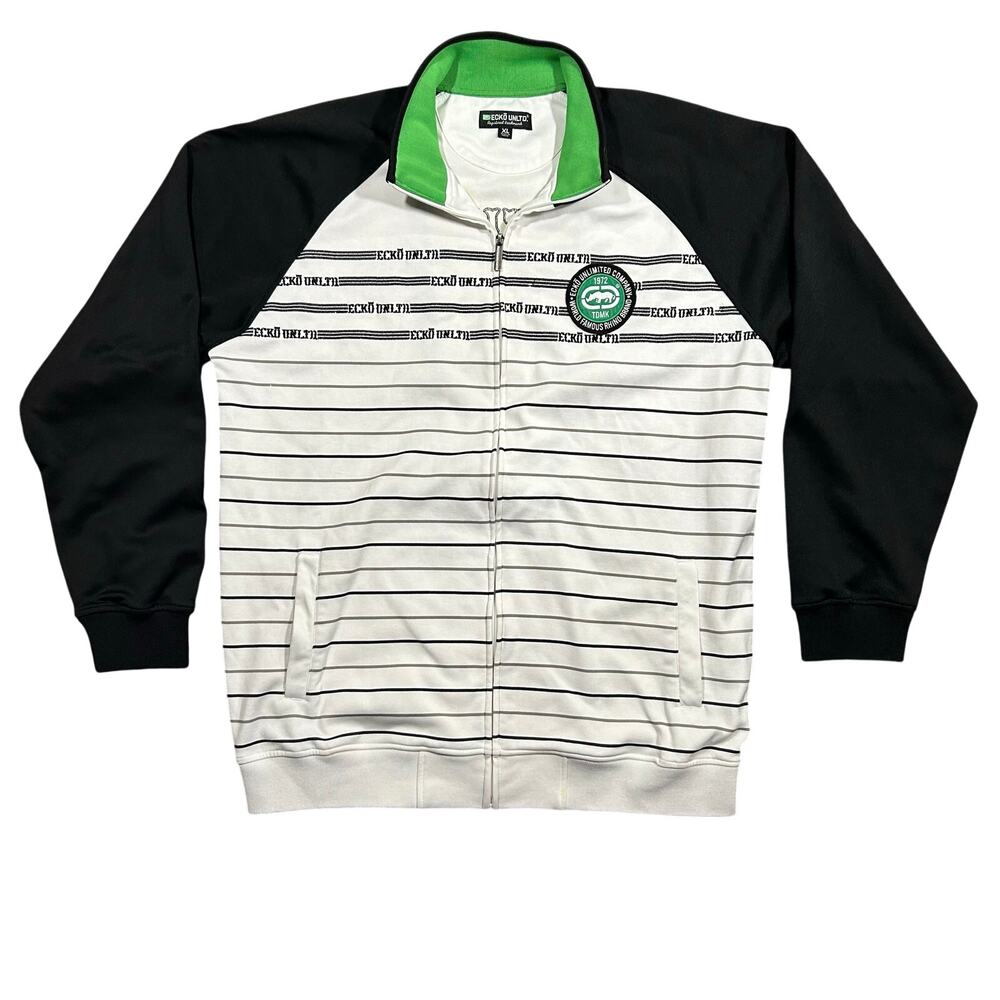 Vintage Y2K Ecko Unlimited Track Jacket Mens XL Athletic Full Zip Hip Hop Stripe